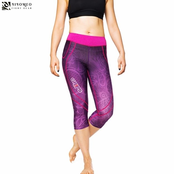 GRIPS WOMENS SHORT ATHLETIC LEGGINGS PURPLE SPRING
