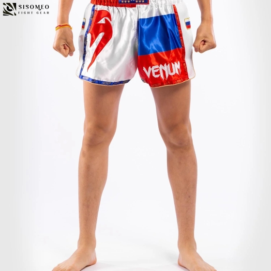 Quần Muaythai Venum - White/Blue/Red