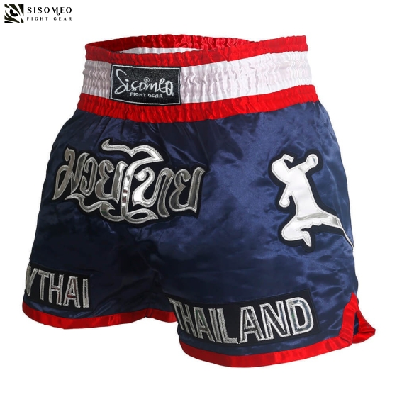 QUẦN MUAY THAI SISOMEO BS002 - XANH ĐỎ TRẮNG