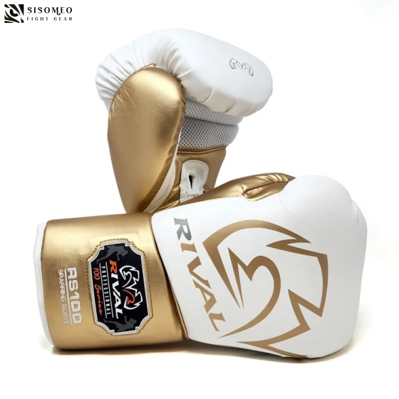 GĂNG BOXING RIVAL RS100 PROFESSIONAL SPARRING GLOVES WHITE/GOLD